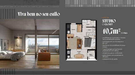 imagem 3 - Apartamento de 1 quarto suíte e uma vaga no City Towers You Studios no Jardim Estoril 4 em Bauru SP imagem 3 - Apartamento de 1 quarto suíte e uma vaga no City Towers You Studios no Jardim Estoril 4 em Bauru SP